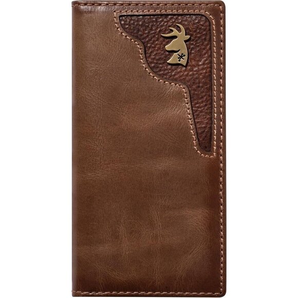 Men Brown  Co. Deer Ornament Long Bifold Wallet Grain Leather Hunter Long Wallet - Picture 1 of 7